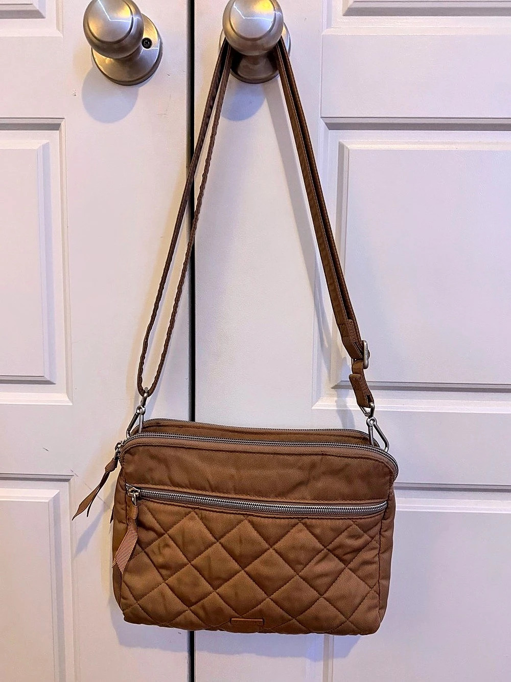 Vera Bradley Triple Zip Hipster Crossbody Bag Brown